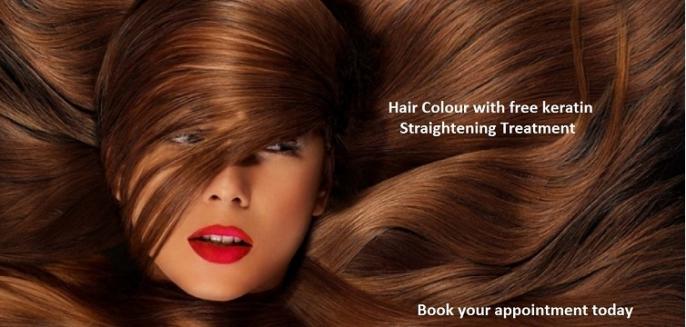 Hair cut and colour plusFree Keratin Straightening Treatment Special